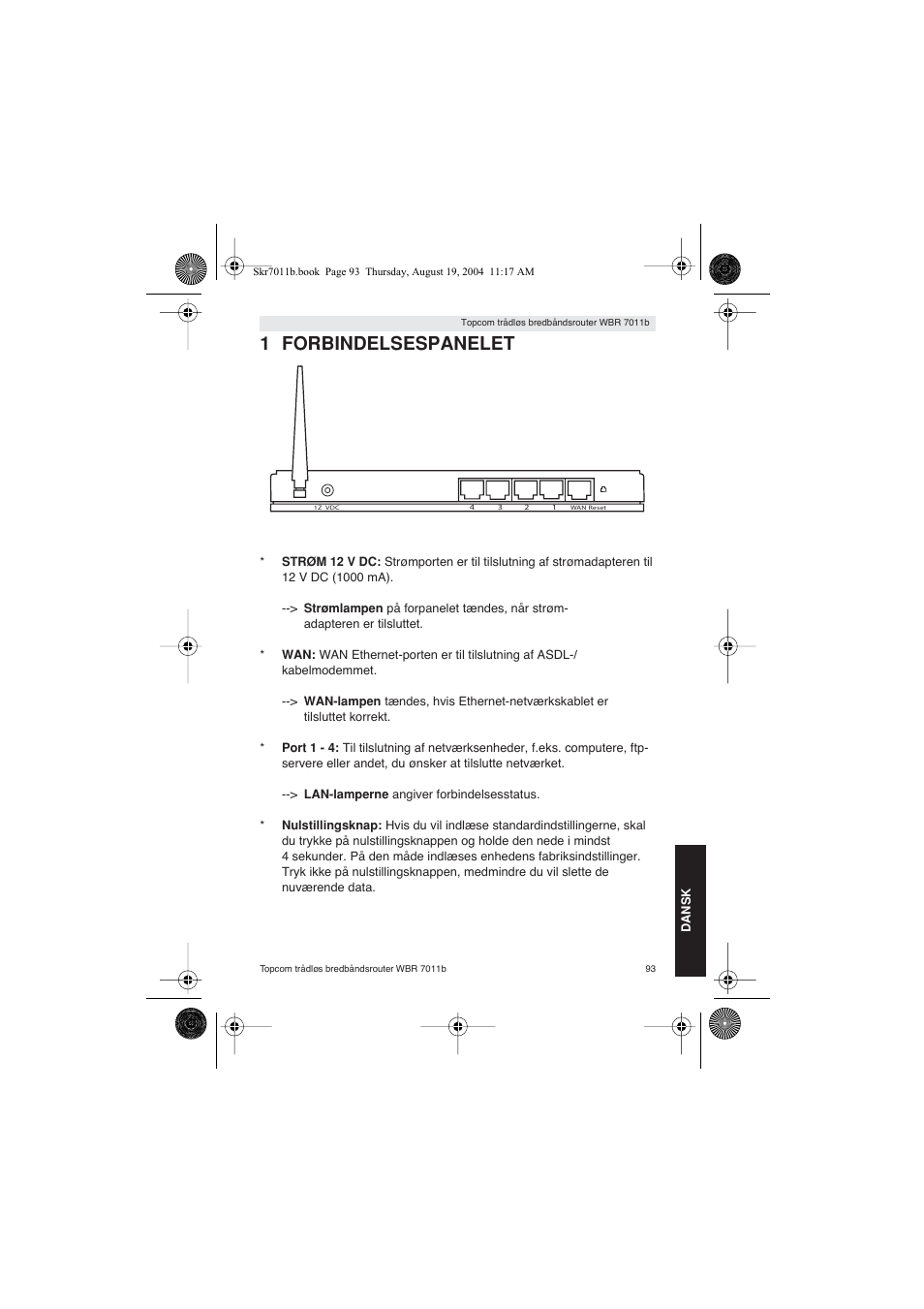 1 forbindelsespanelet | Topcom WBR 7011 B User Manual | Page 93 / 228