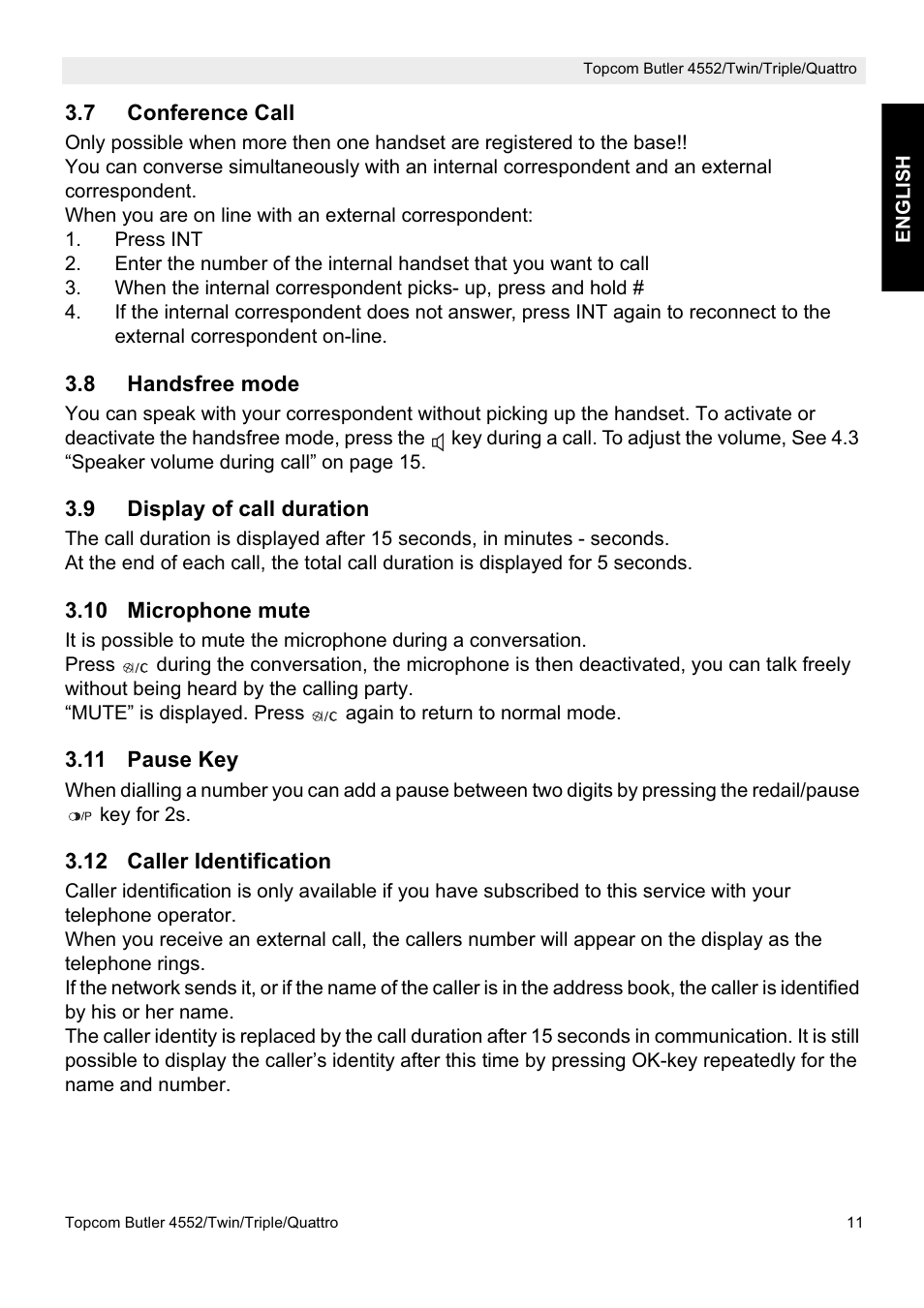 Topcom BUTLER 4552 User Manual | Page 11 / 32