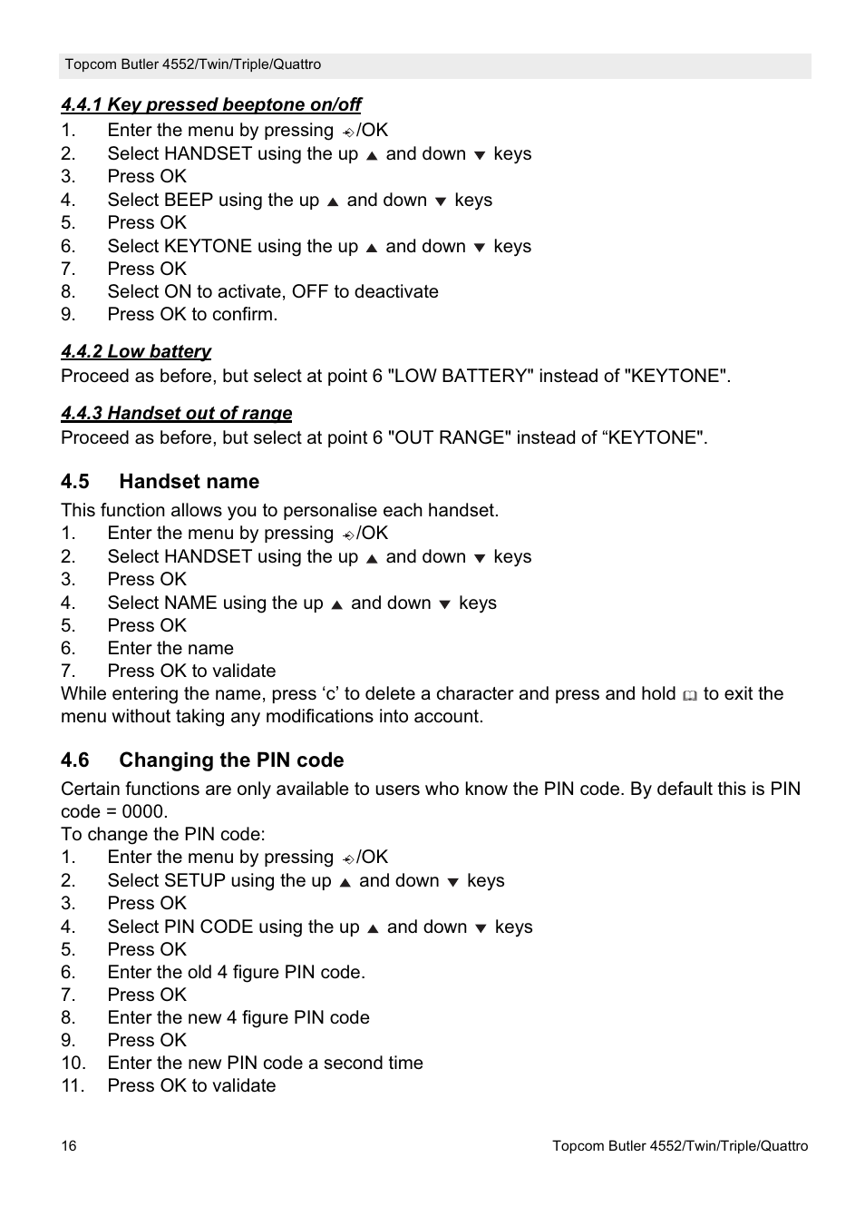 Topcom BUTLER 4552 User Manual | Page 16 / 32