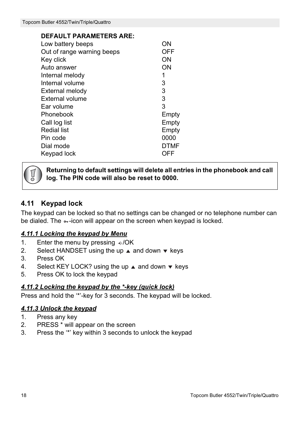 Topcom BUTLER 4552 User Manual | Page 18 / 32