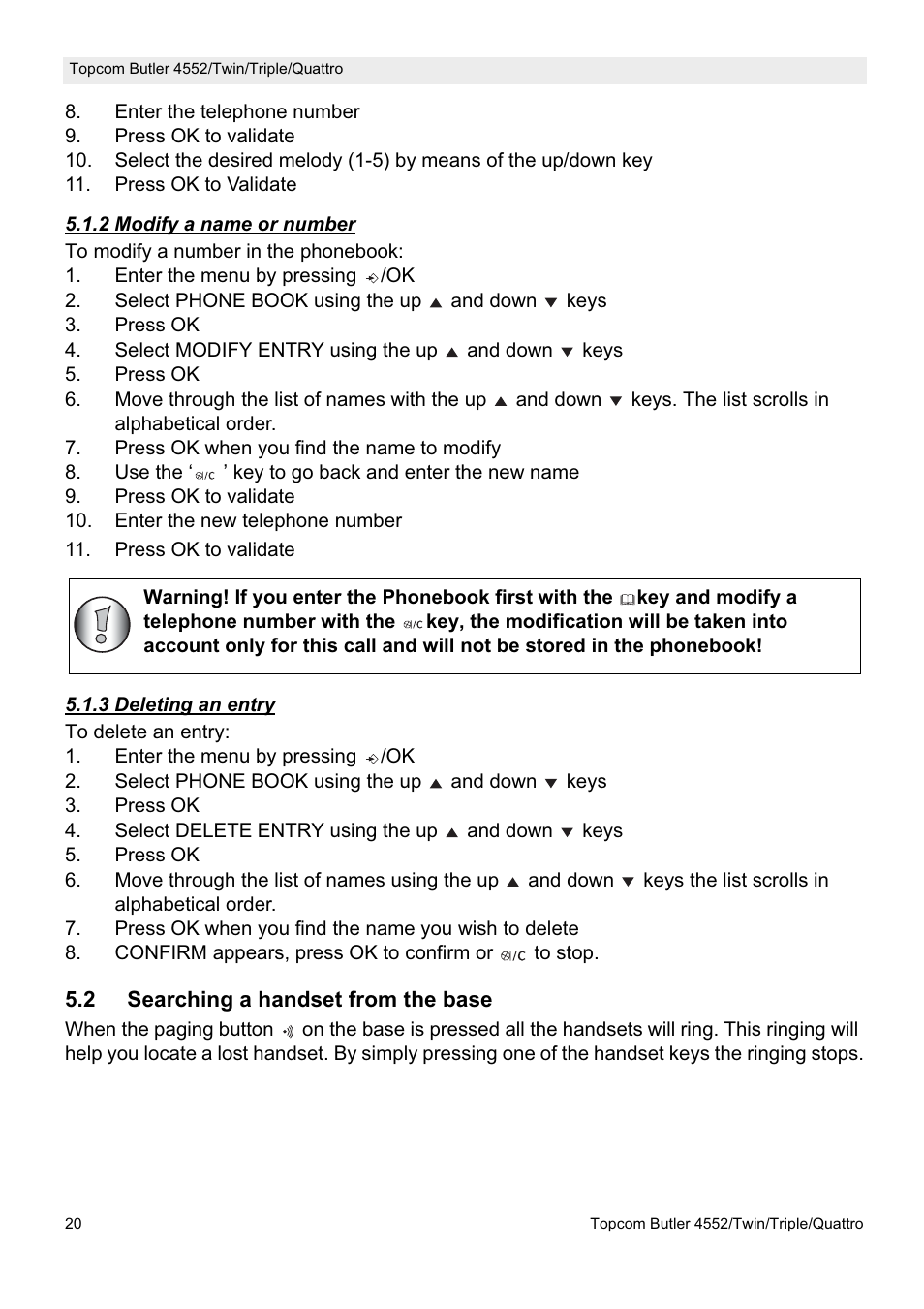 Topcom BUTLER 4552 User Manual | Page 20 / 32
