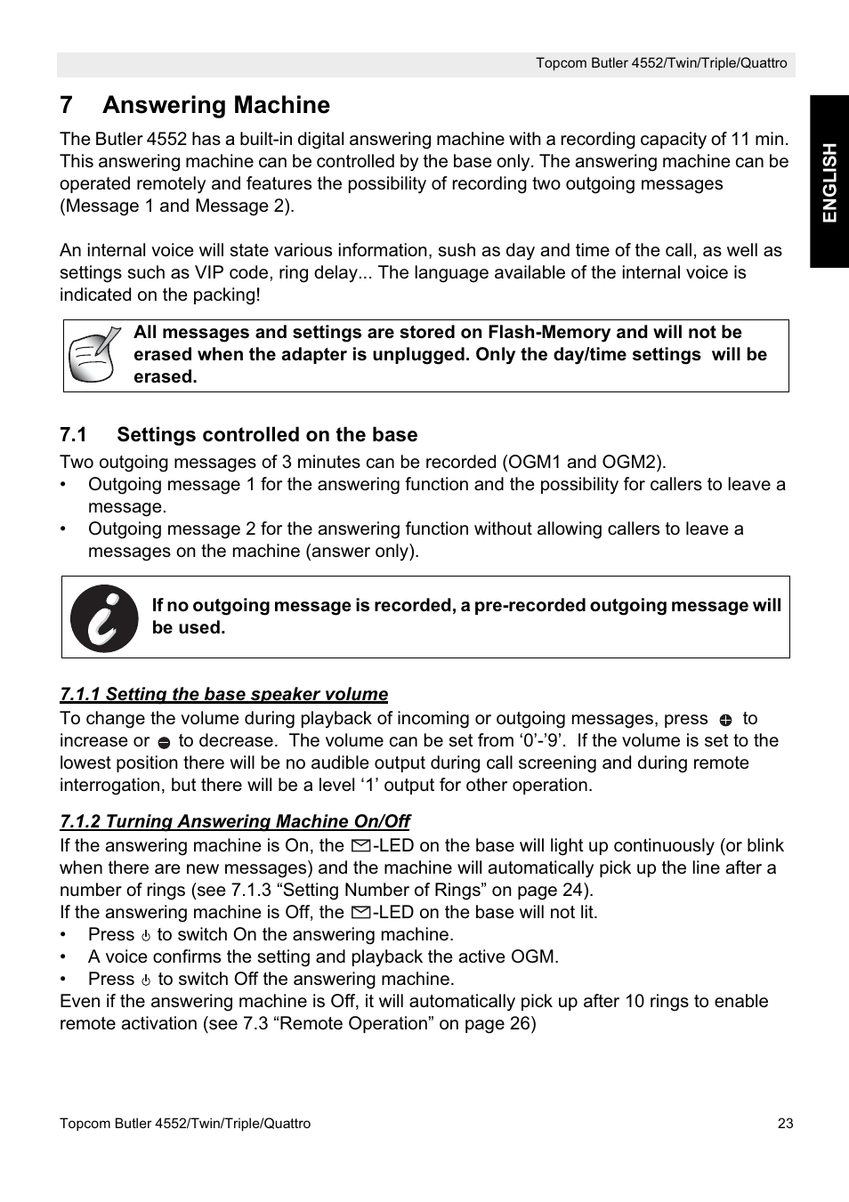 7answering machine | Topcom BUTLER 4552 User Manual | Page 23 / 32