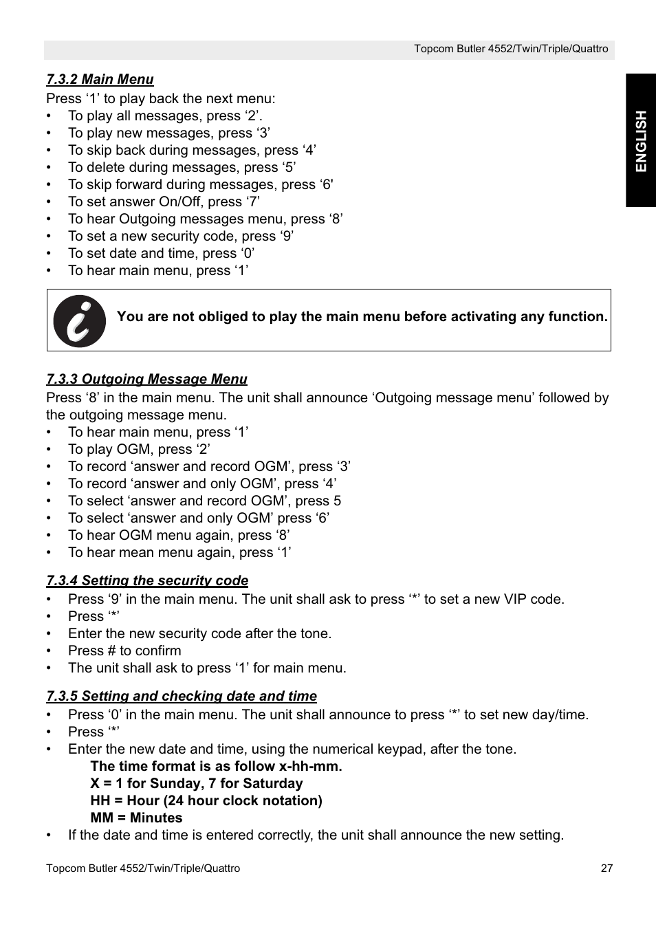 Topcom BUTLER 4552 User Manual | Page 27 / 32