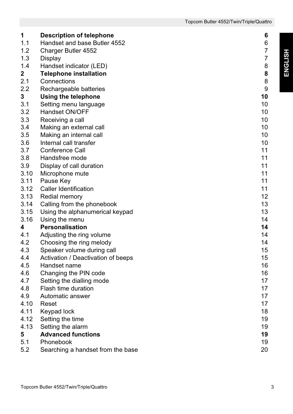 Topcom BUTLER 4552 User Manual | Page 3 / 32