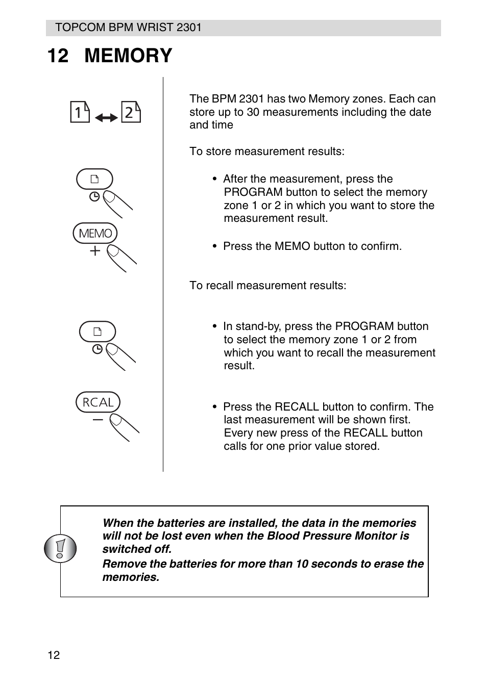 Topcom BPM Wrist 2301 User Manual | Page 12 / 112