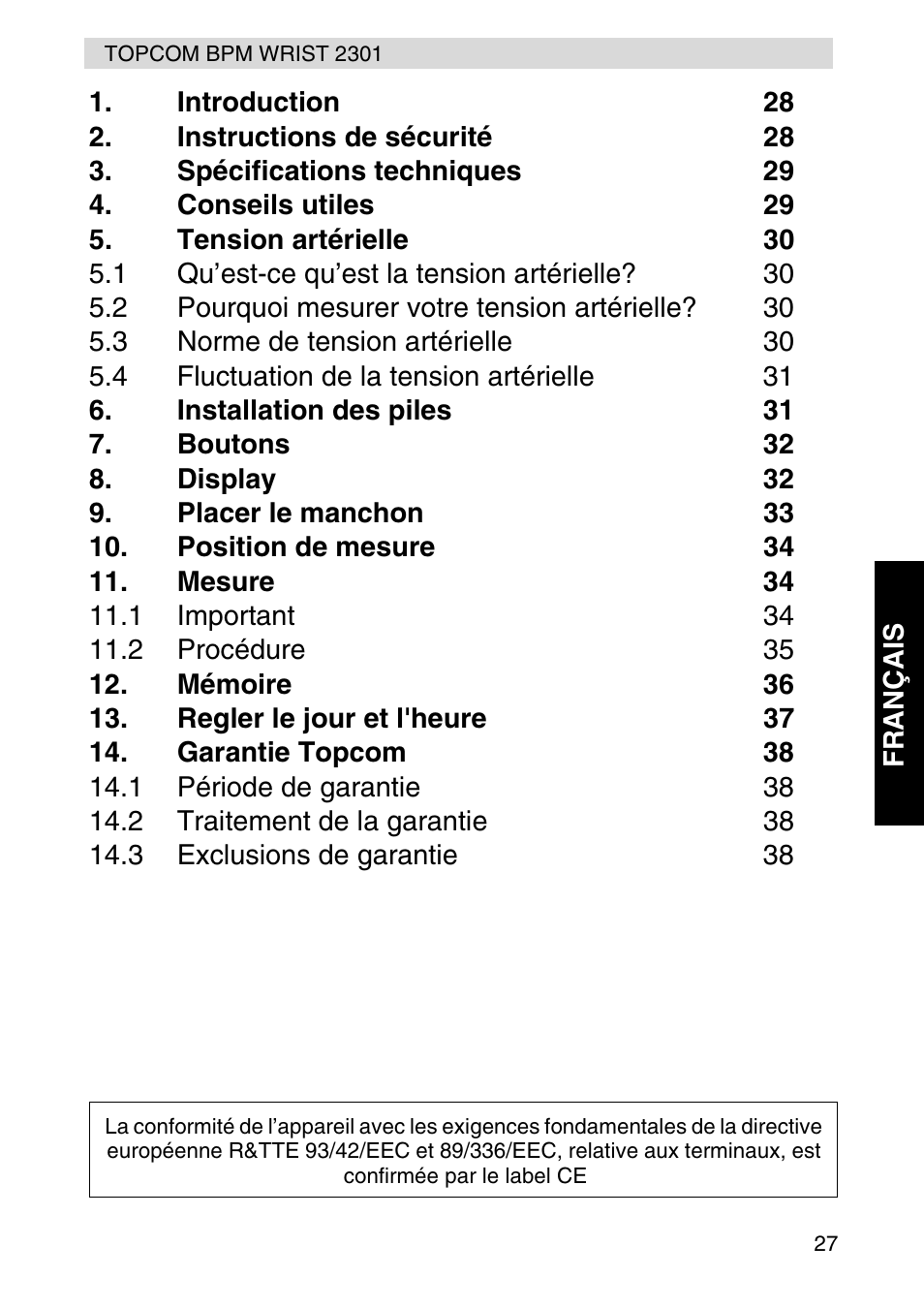 Topcom BPM Wrist 2301 User Manual | Page 27 / 112