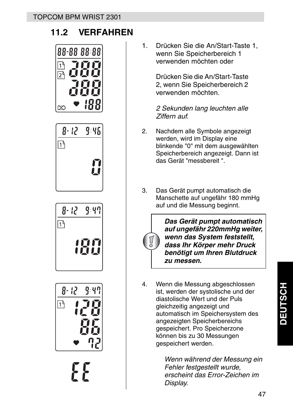 Deut s ch 11.2 verfahren | Topcom BPM Wrist 2301 User Manual | Page 47 / 112