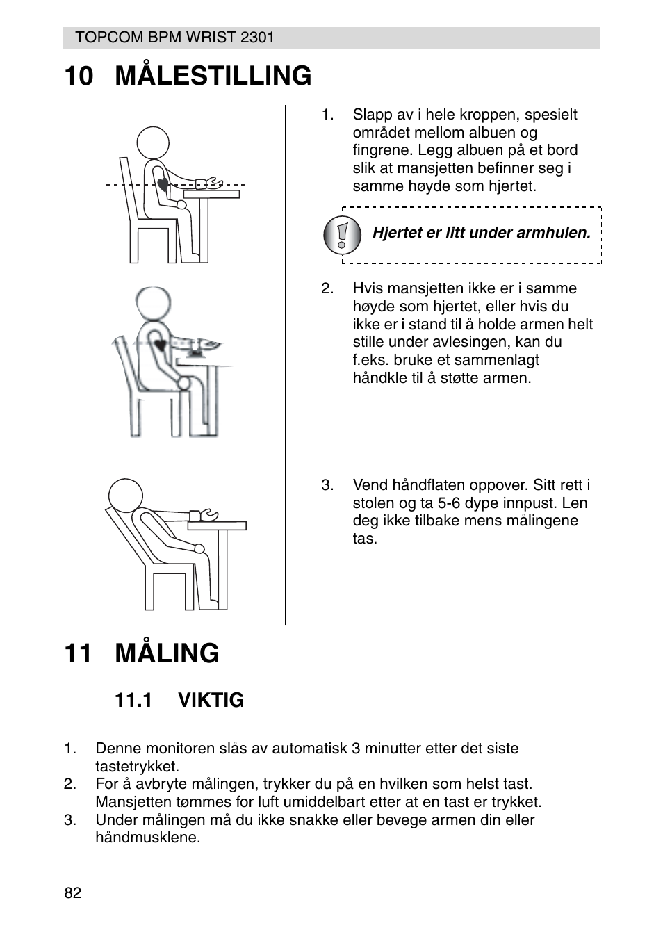 10 målestilling 11 måling | Topcom BPM Wrist 2301 User Manual | Page 82 / 112