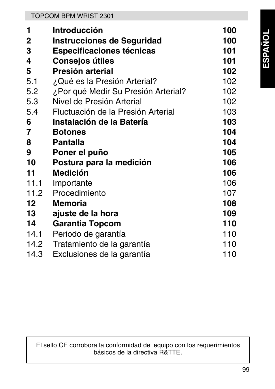 Topcom BPM Wrist 2301 User Manual | Page 99 / 112