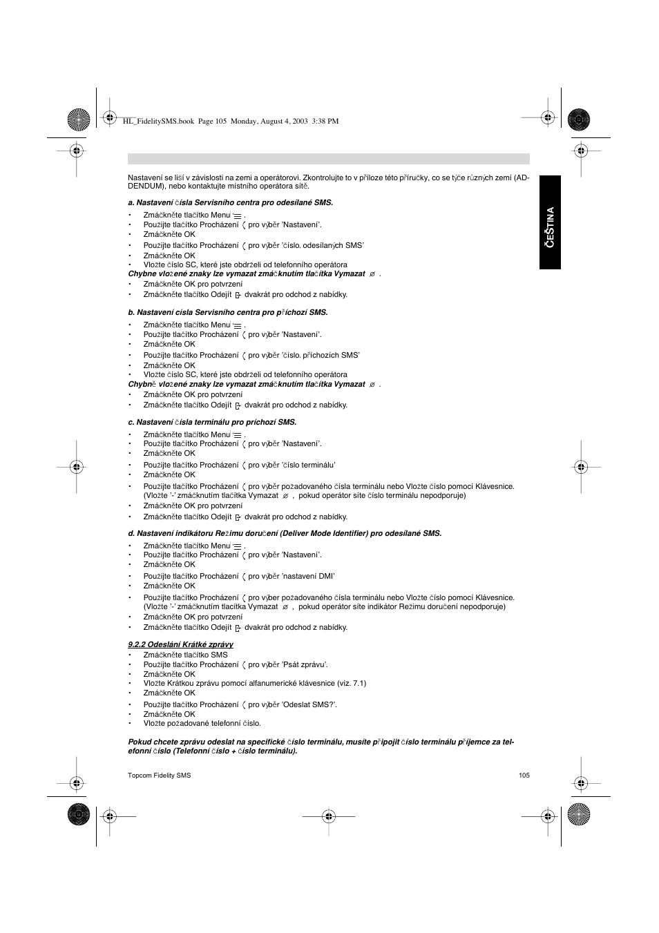 Topcom FIDELITY SMS User Manual | Page 105 / 140