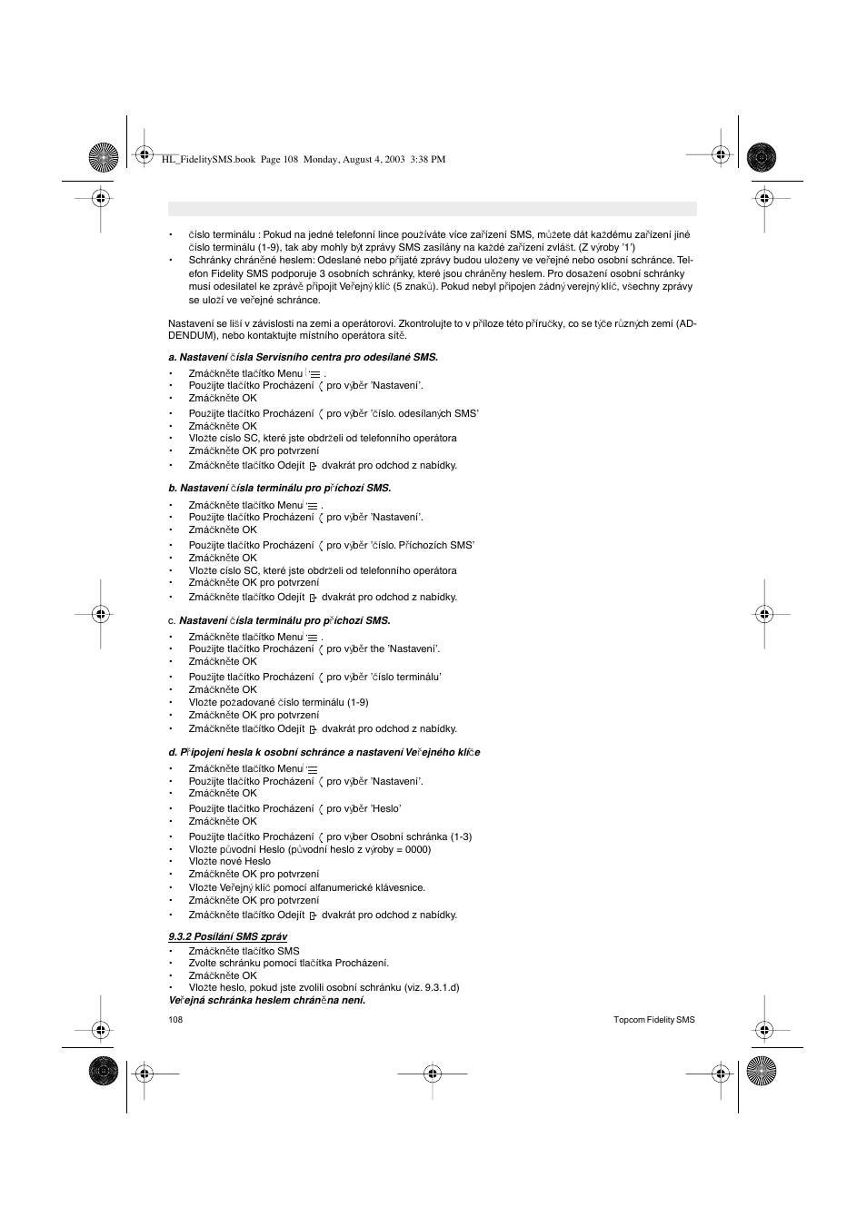 Topcom FIDELITY SMS User Manual | Page 108 / 140