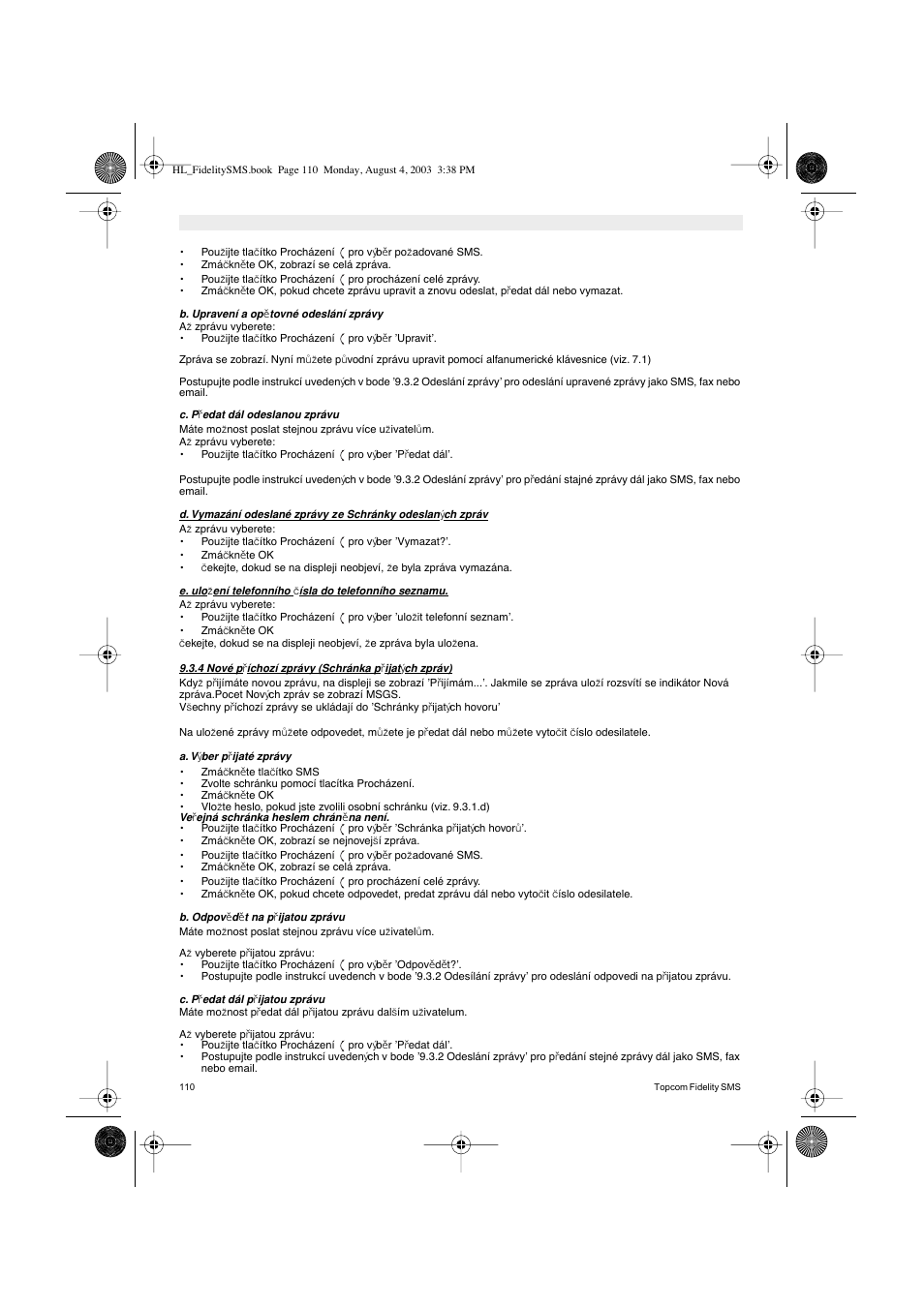 Topcom FIDELITY SMS User Manual | Page 110 / 140