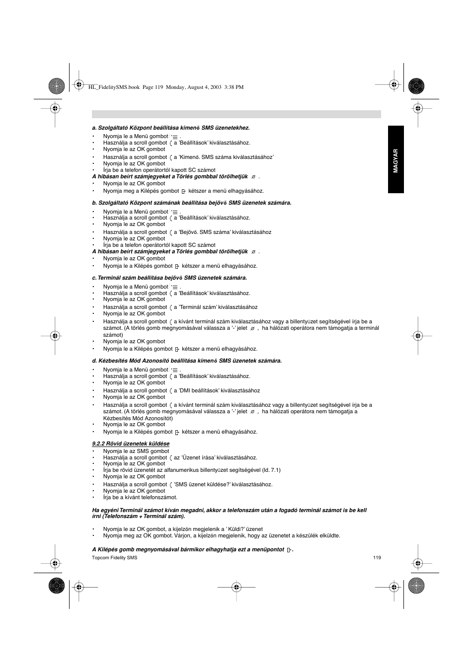 Topcom FIDELITY SMS User Manual | Page 119 / 140