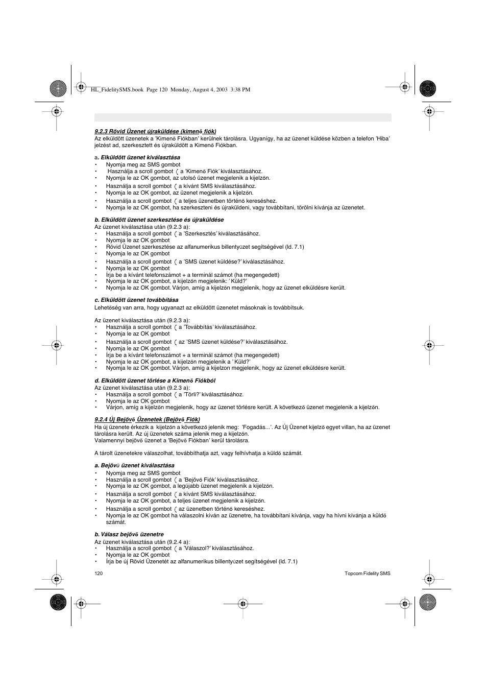 Topcom FIDELITY SMS User Manual | Page 120 / 140