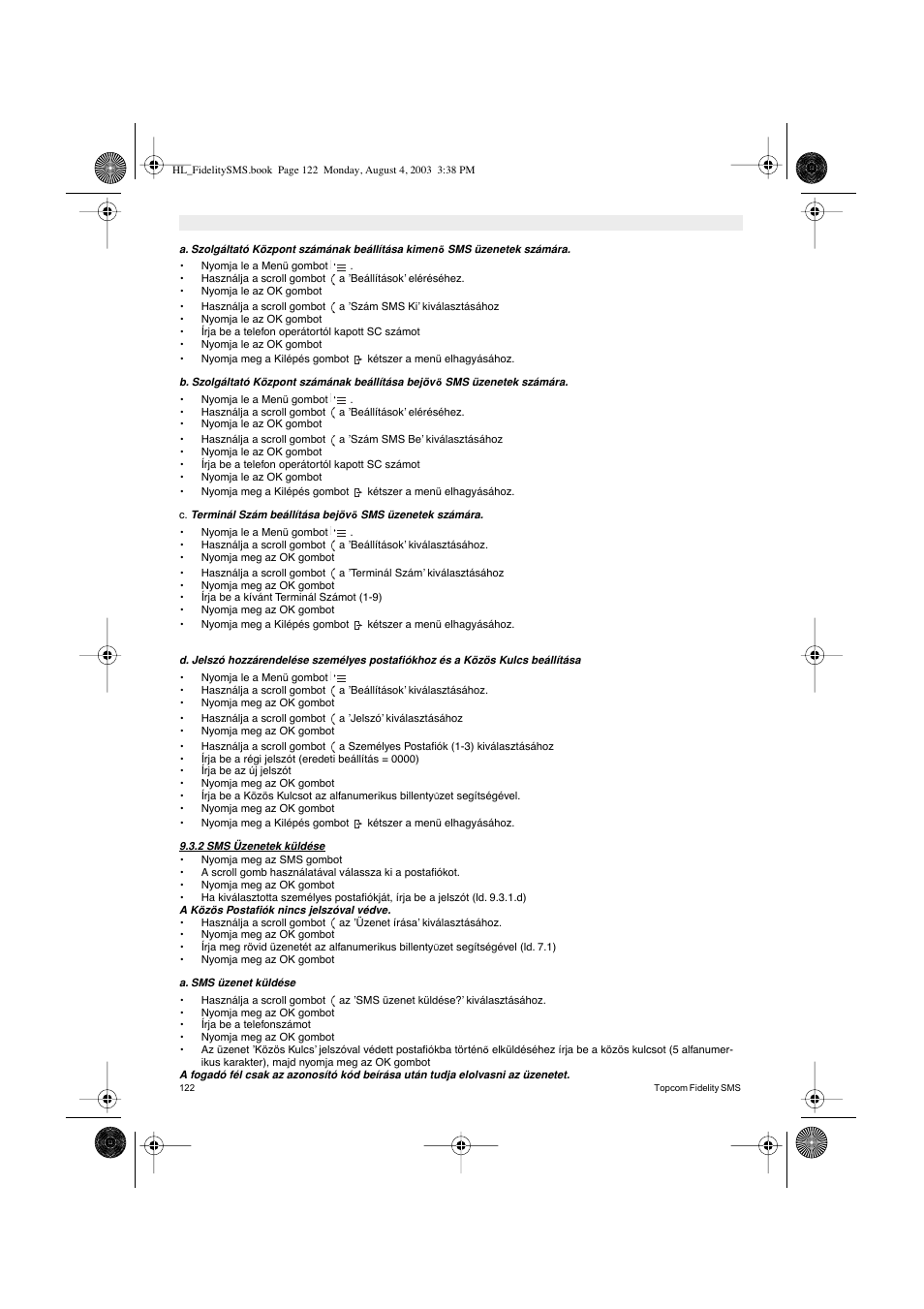 Topcom FIDELITY SMS User Manual | Page 122 / 140
