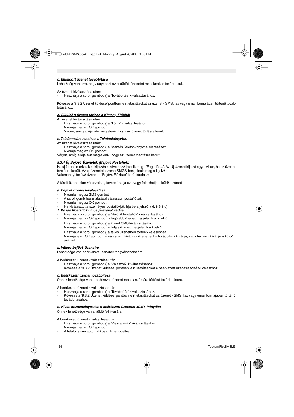 Topcom FIDELITY SMS User Manual | Page 124 / 140