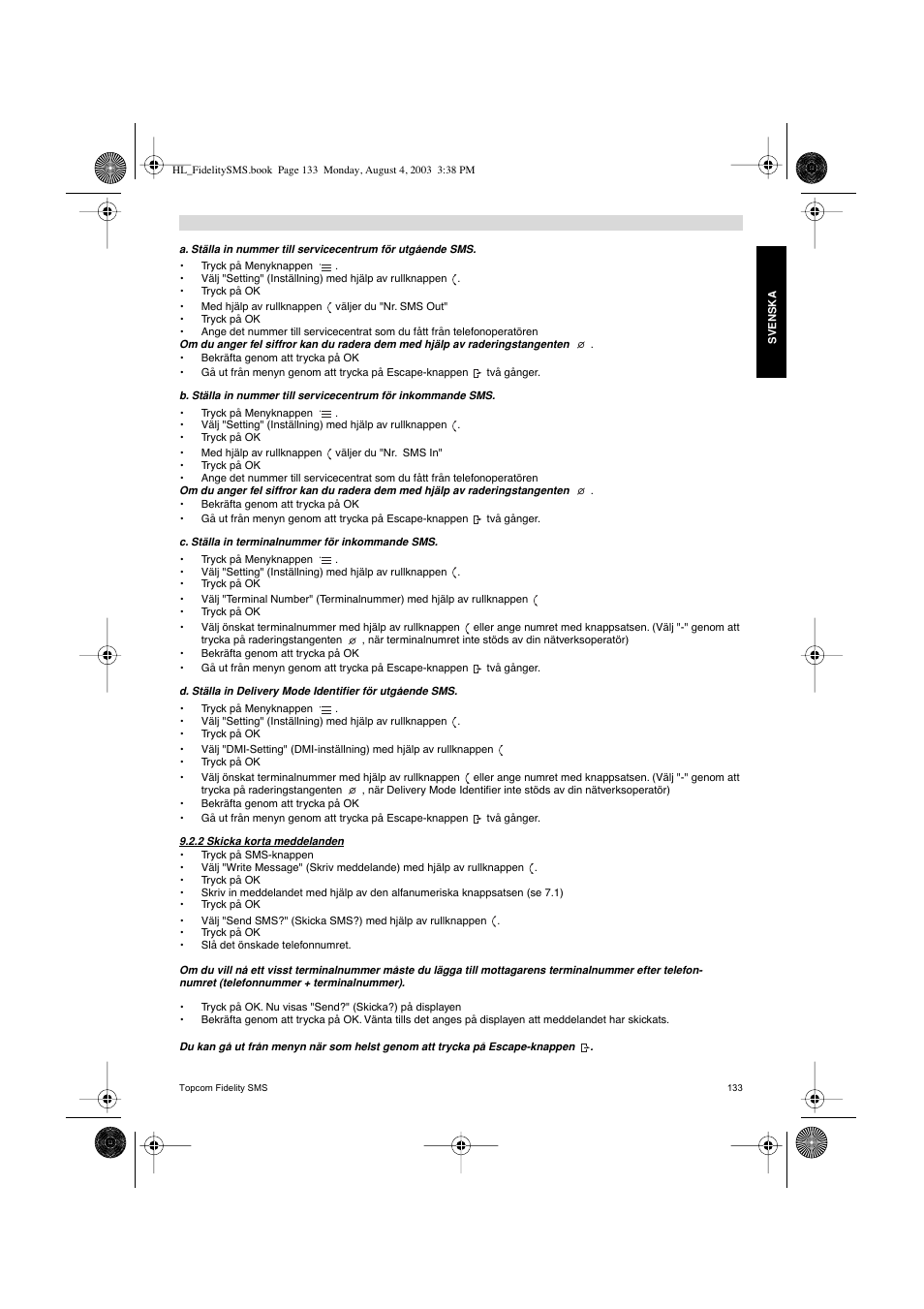 Topcom FIDELITY SMS User Manual | Page 133 / 140