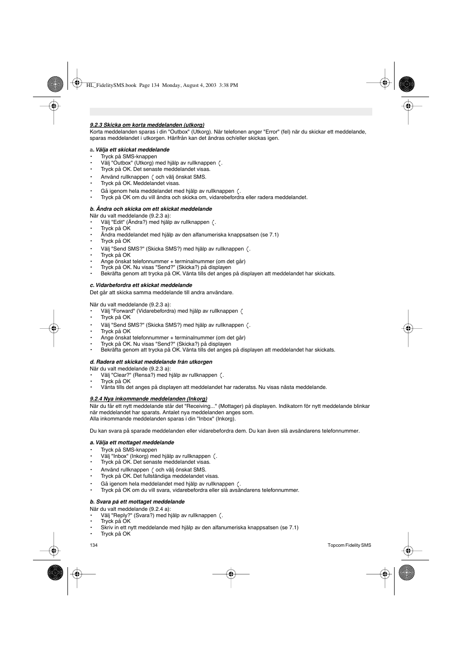 Topcom FIDELITY SMS User Manual | Page 134 / 140