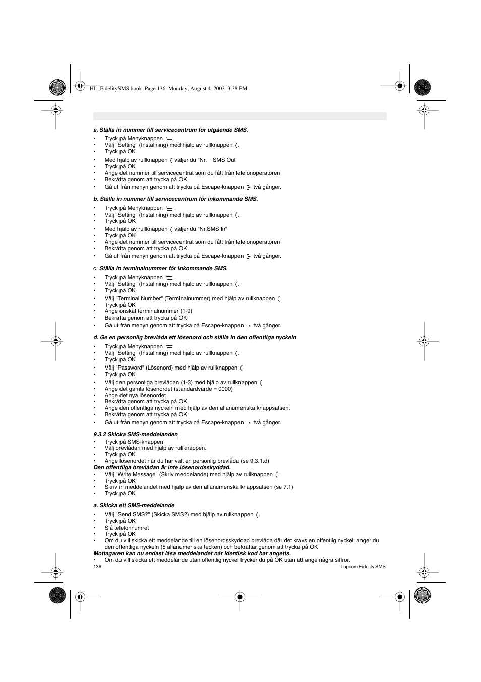 Topcom FIDELITY SMS User Manual | Page 136 / 140