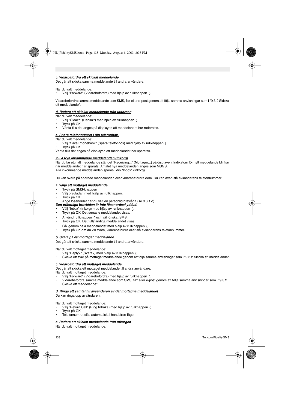 Topcom FIDELITY SMS User Manual | Page 138 / 140