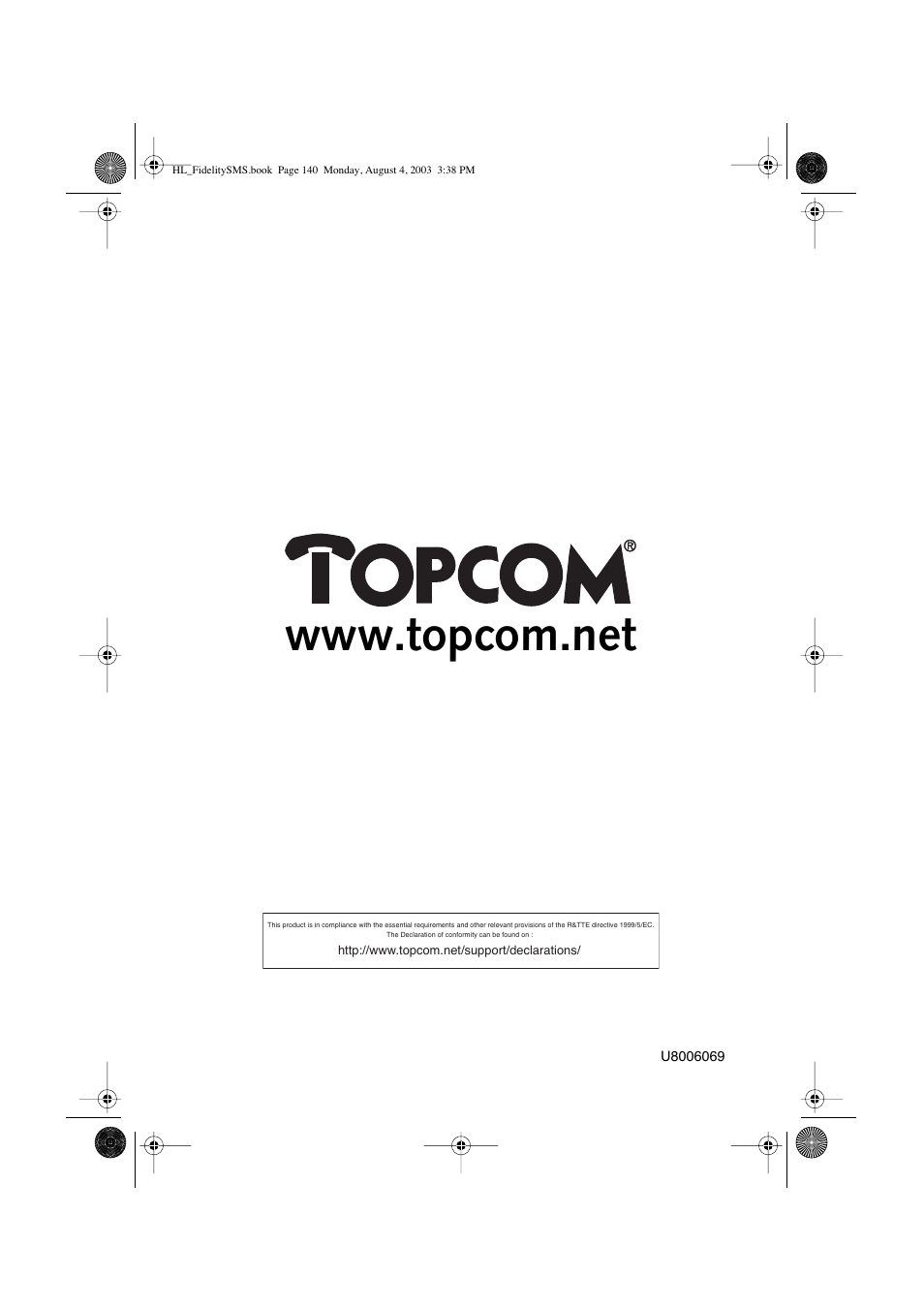 Topcom FIDELITY SMS User Manual | Page 140 / 140