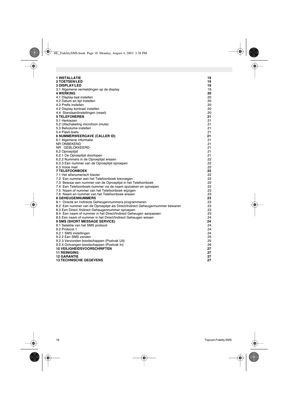 Topcom FIDELITY SMS User Manual | Page 18 / 140