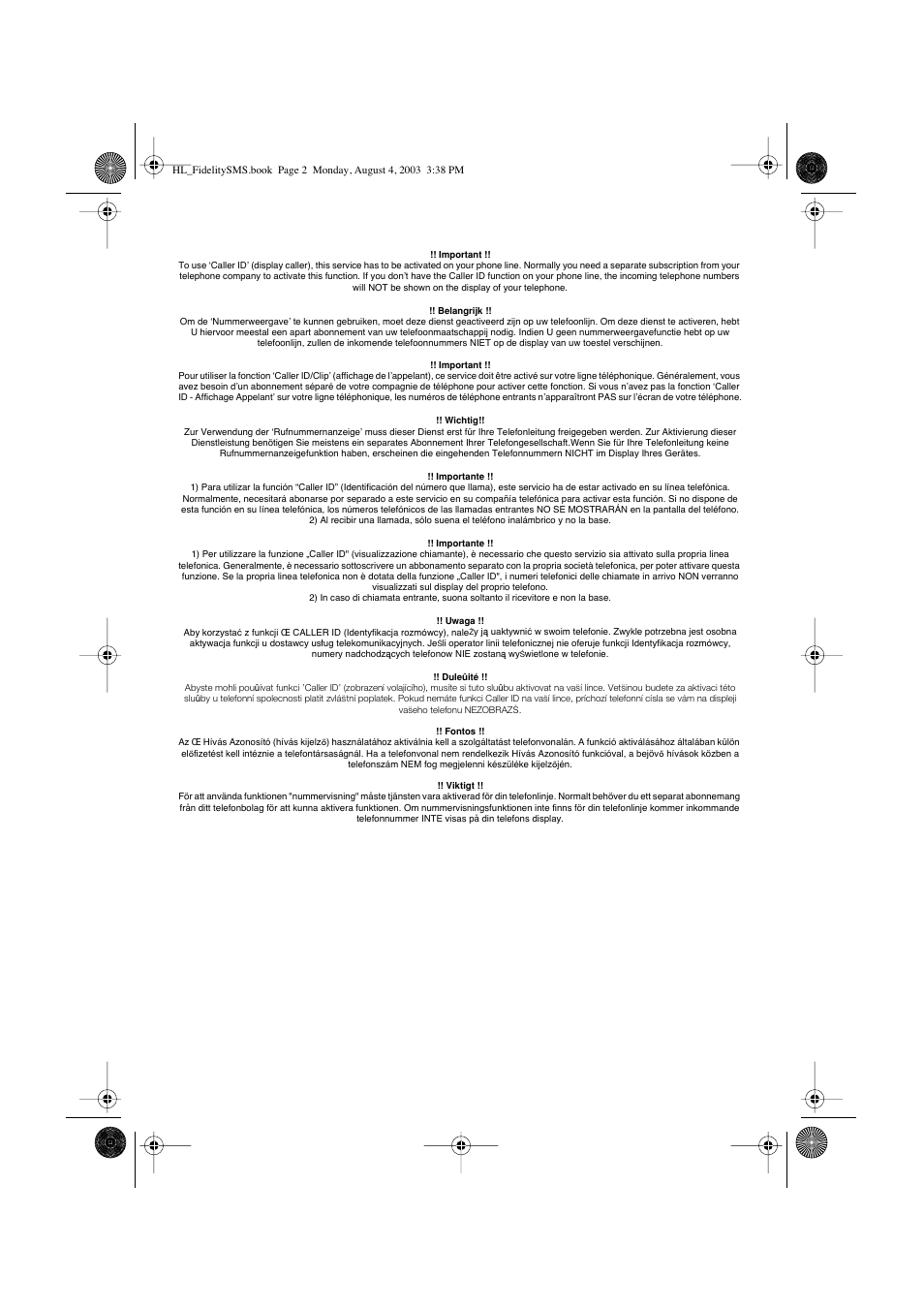 Topcom FIDELITY SMS User Manual | Page 2 / 140