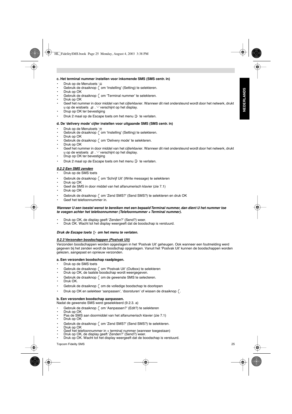 Topcom FIDELITY SMS User Manual | Page 25 / 140