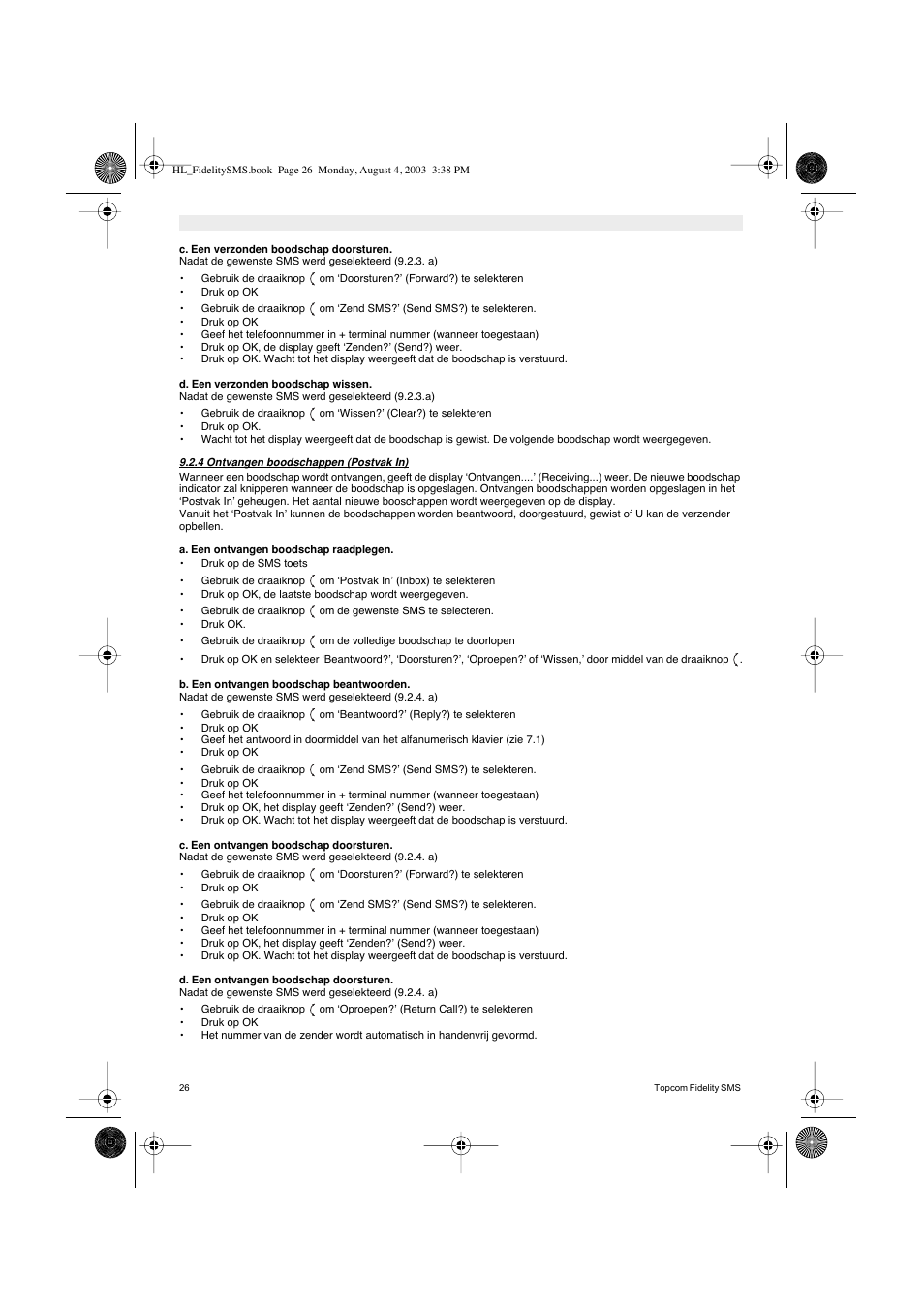 Topcom FIDELITY SMS User Manual | Page 26 / 140