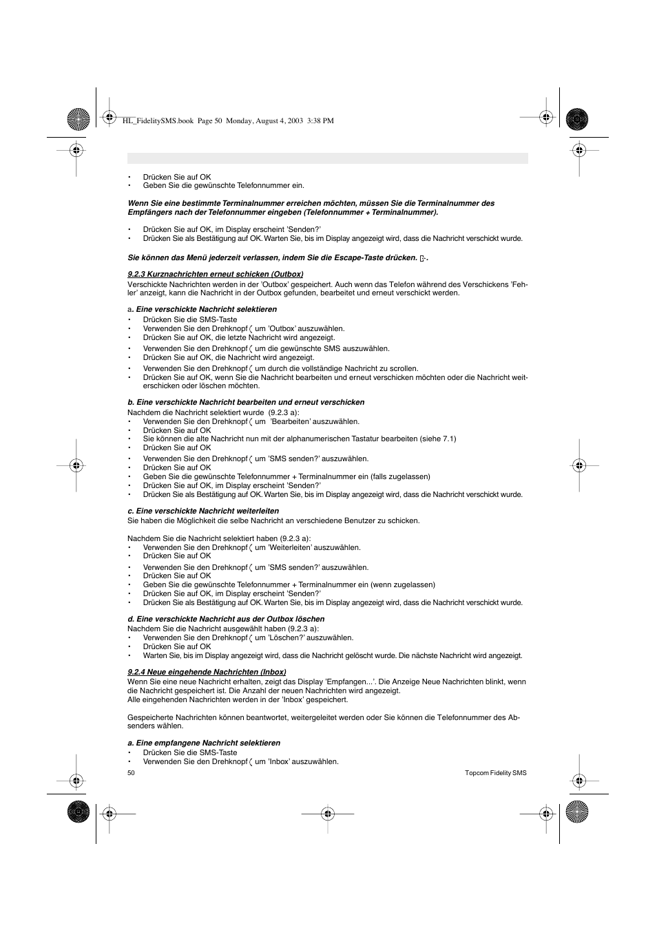 Topcom FIDELITY SMS User Manual | Page 50 / 140