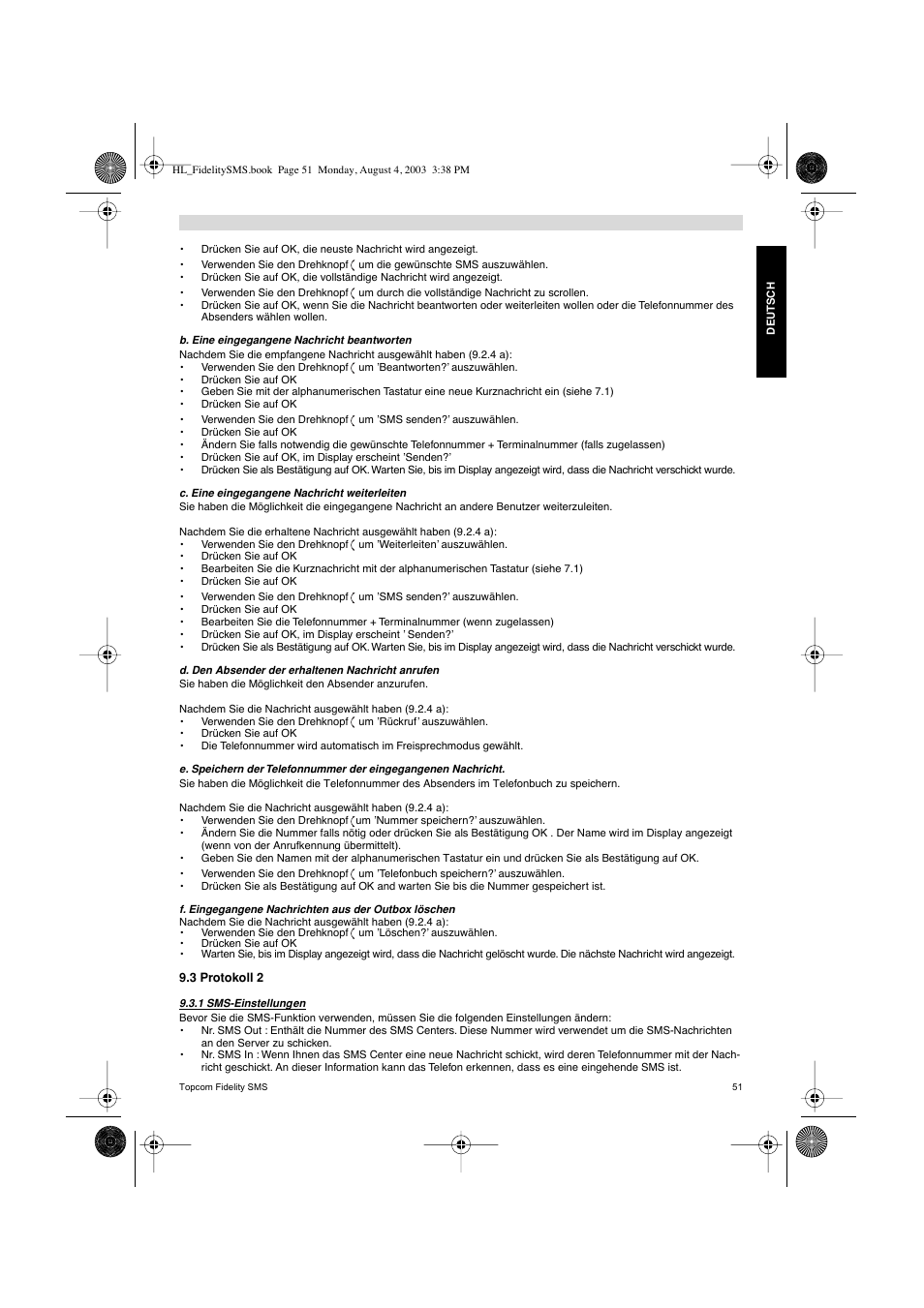 Topcom FIDELITY SMS User Manual | Page 51 / 140