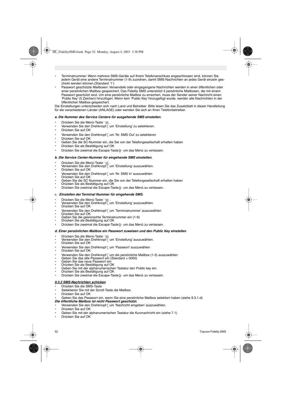 Topcom FIDELITY SMS User Manual | Page 52 / 140