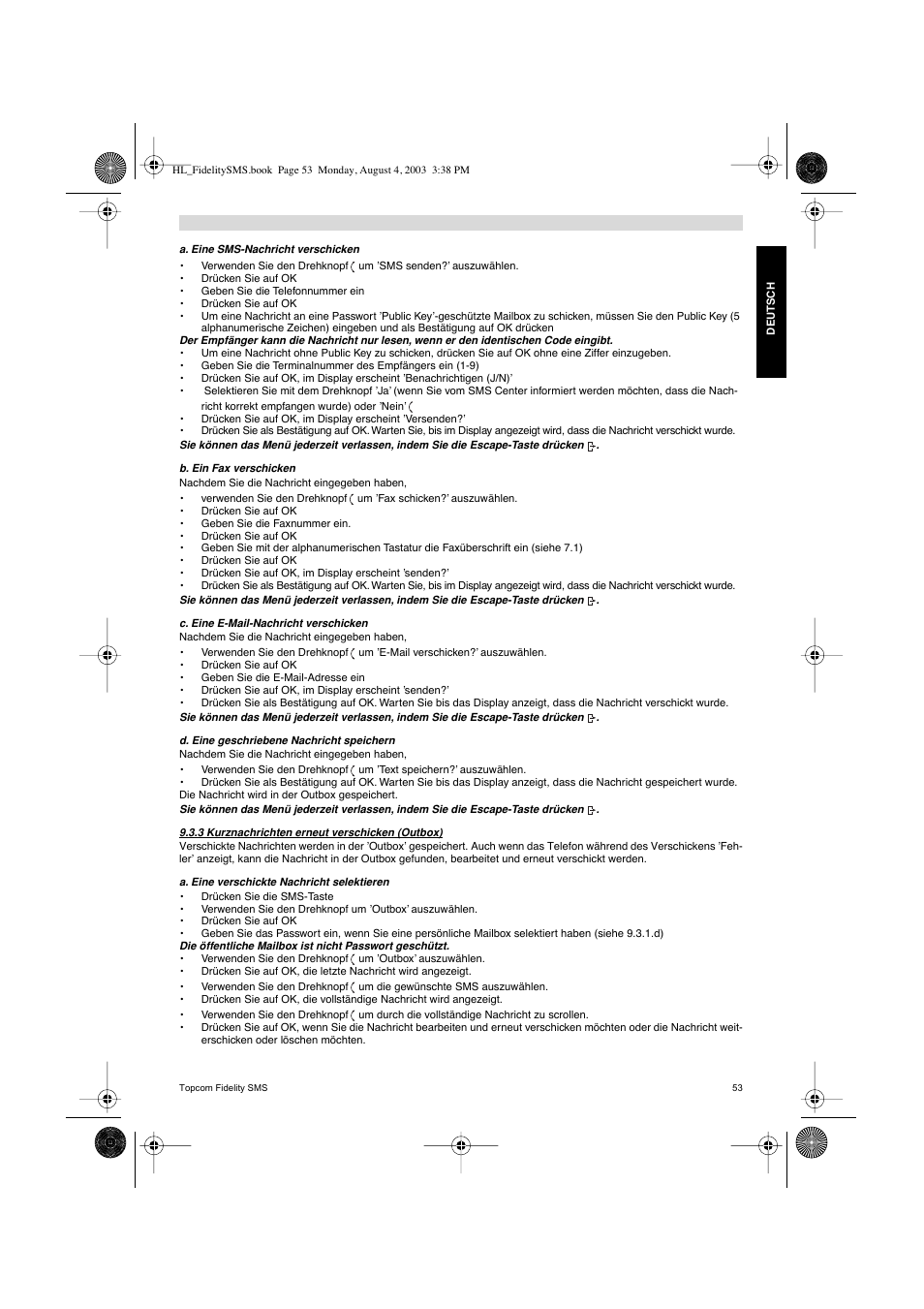 Topcom FIDELITY SMS User Manual | Page 53 / 140