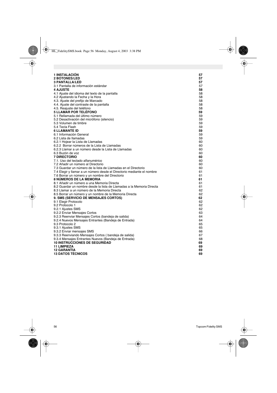 Topcom FIDELITY SMS User Manual | Page 56 / 140