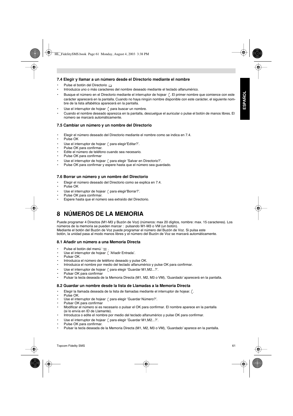 Topcom FIDELITY SMS User Manual | Page 61 / 140