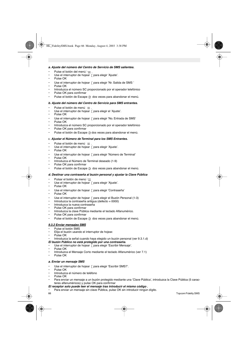 Topcom FIDELITY SMS User Manual | Page 66 / 140