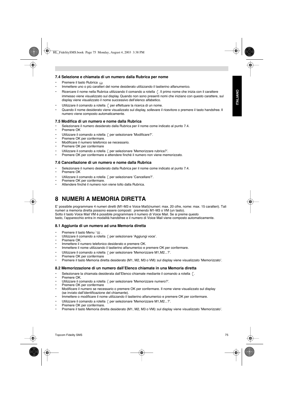 Topcom FIDELITY SMS User Manual | Page 75 / 140