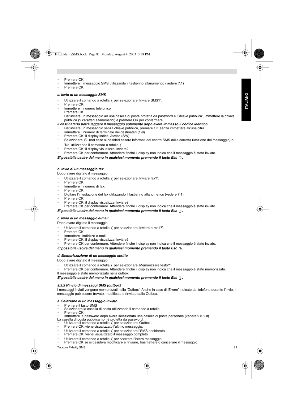 Topcom FIDELITY SMS User Manual | Page 81 / 140