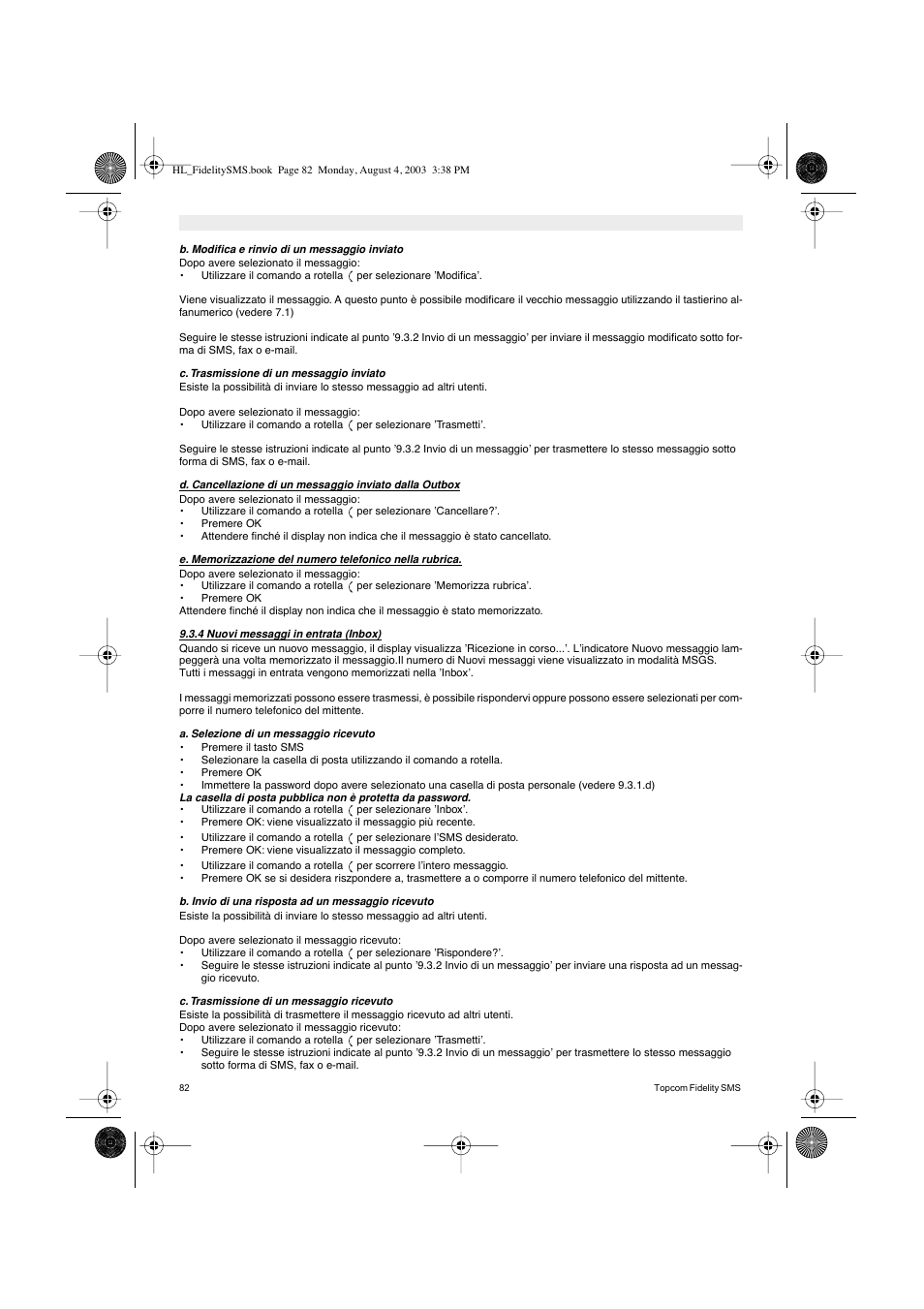 Topcom FIDELITY SMS User Manual | Page 82 / 140