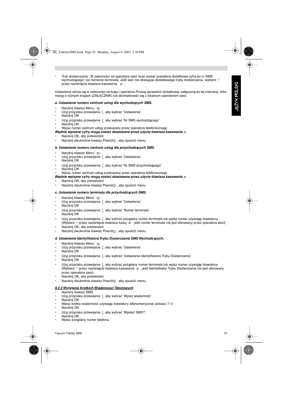 Topcom FIDELITY SMS User Manual | Page 91 / 140