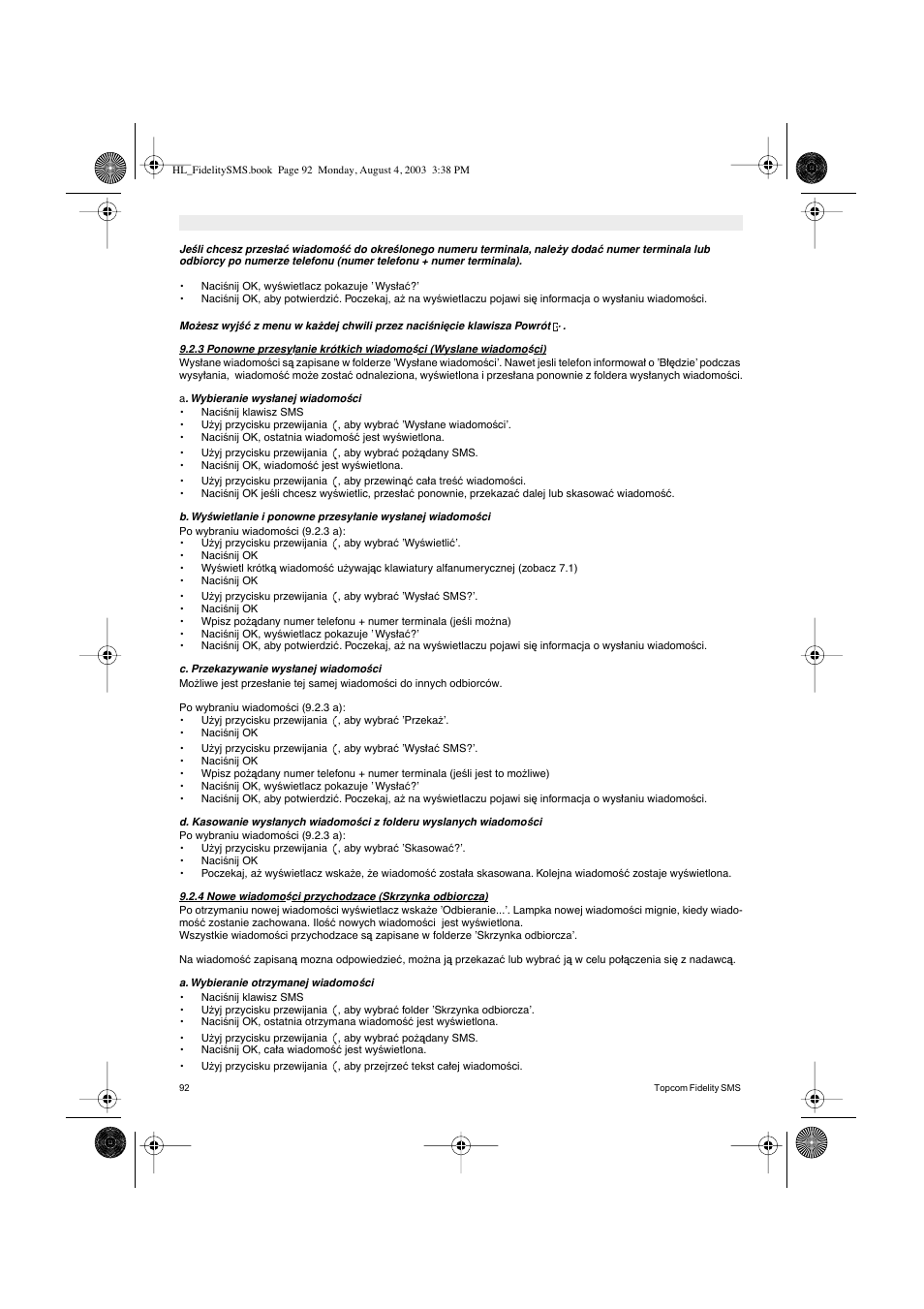 Topcom FIDELITY SMS User Manual | Page 92 / 140