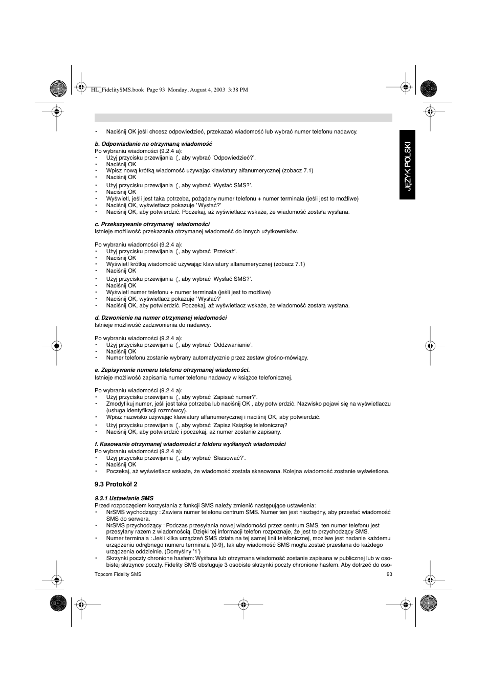 Topcom FIDELITY SMS User Manual | Page 93 / 140