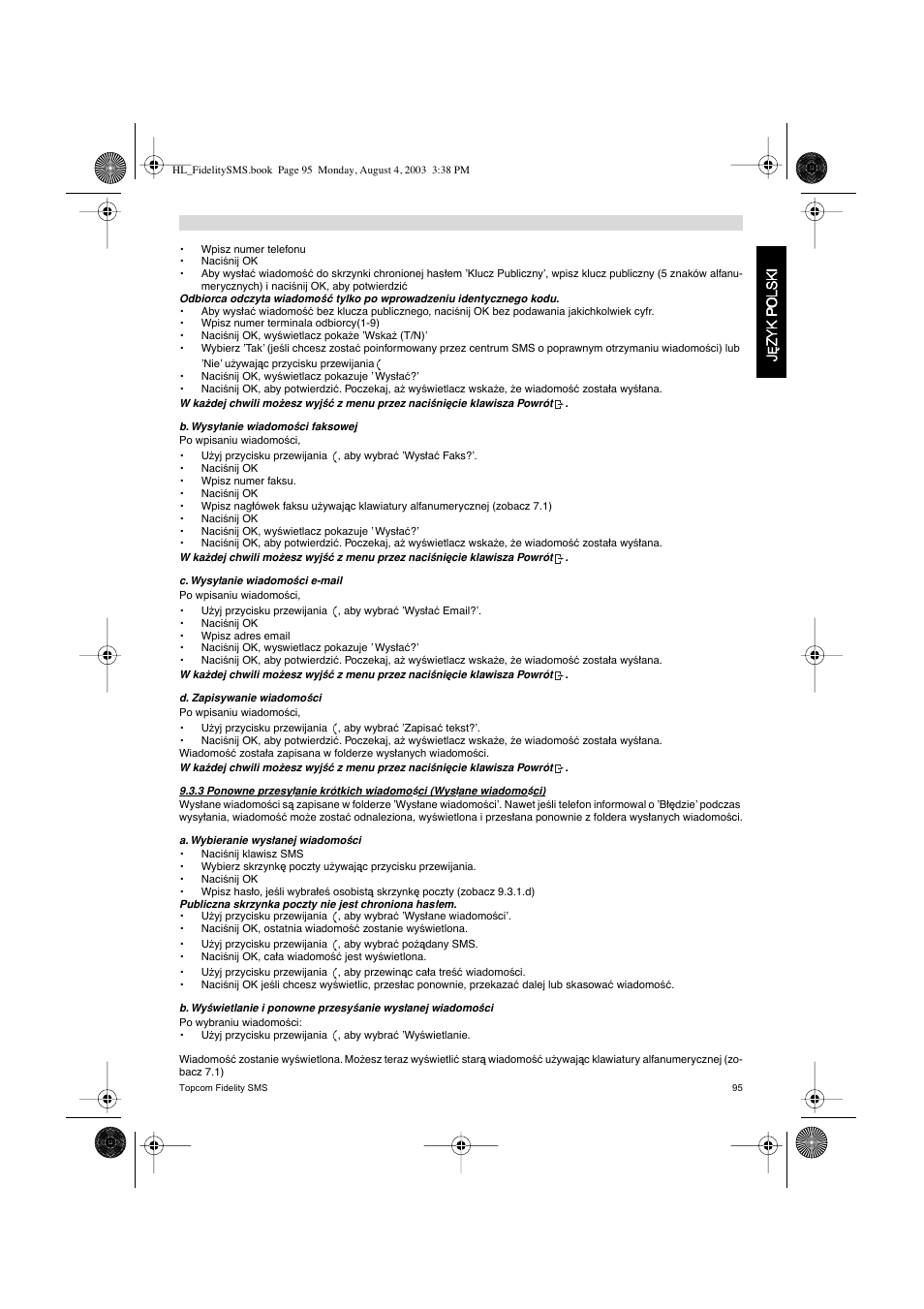 Topcom FIDELITY SMS User Manual | Page 95 / 140