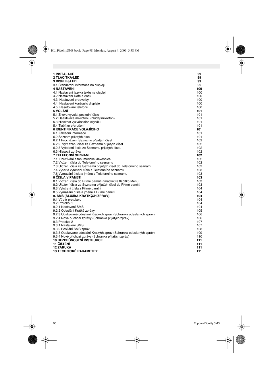 Topcom FIDELITY SMS User Manual | Page 98 / 140