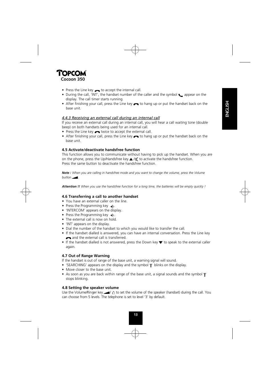Cocoon 350 | Topcom Cocoon 350 User Manual | Page 12 / 103