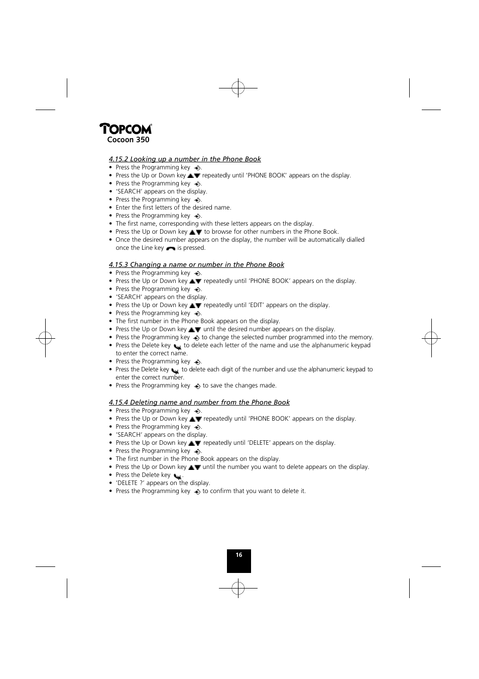 Cocoon 350 | Topcom Cocoon 350 User Manual | Page 15 / 103