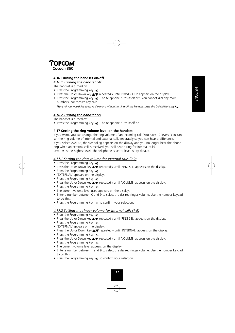 Cocoon 350 | Topcom Cocoon 350 User Manual | Page 16 / 103