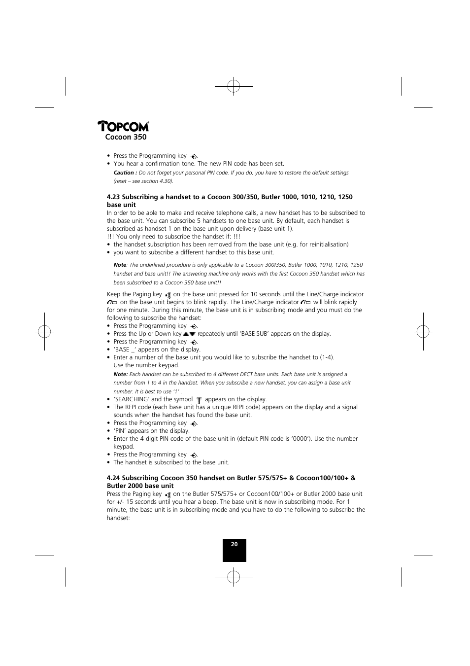 Cocoon 350 | Topcom Cocoon 350 User Manual | Page 19 / 103