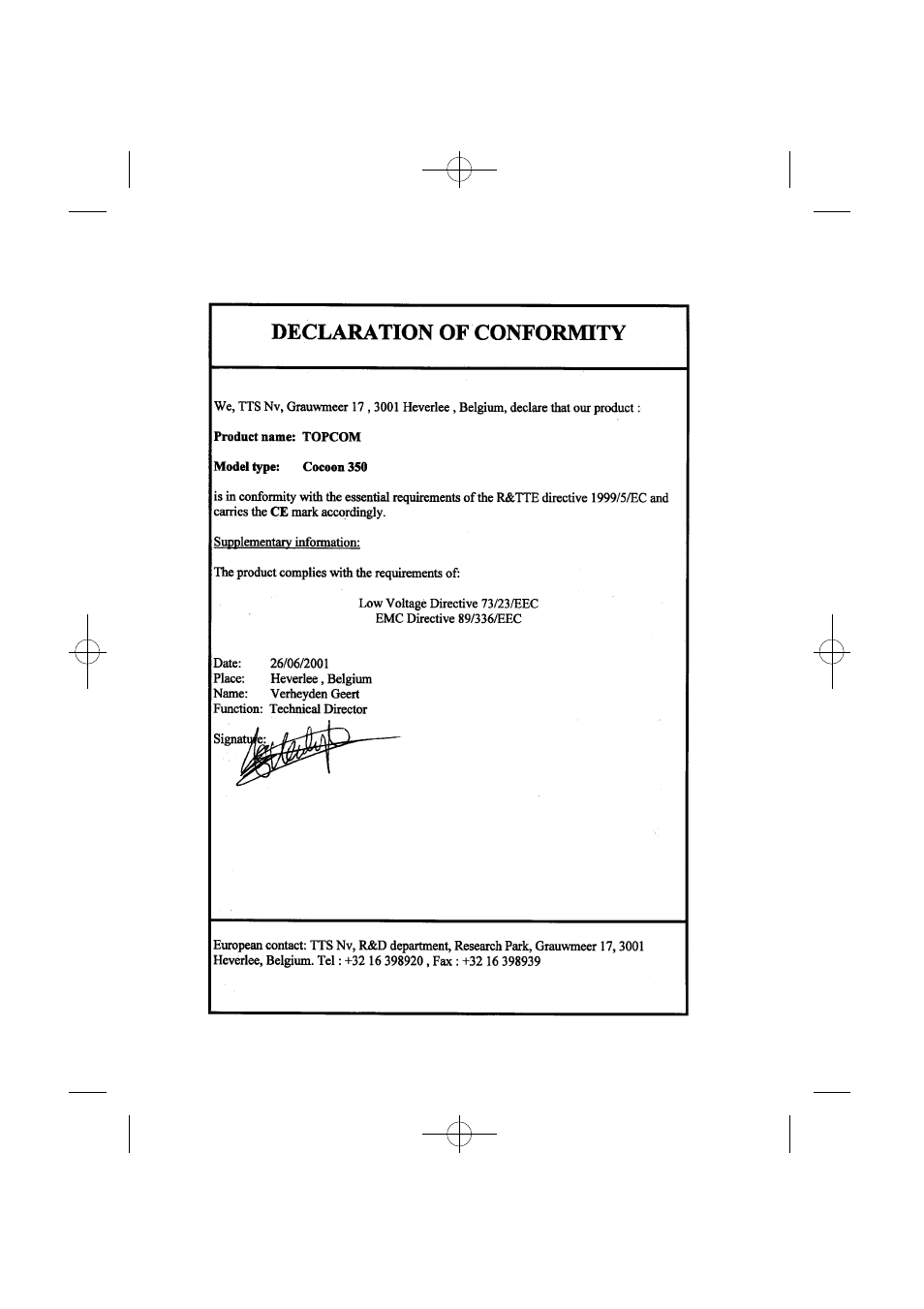 Topcom Cocoon 350 User Manual | Page 2 / 103