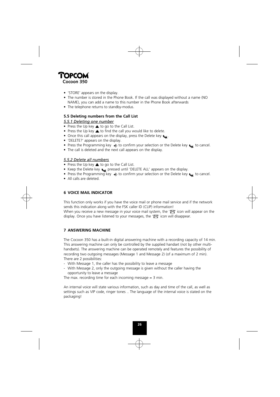 Cocoon 350 | Topcom Cocoon 350 User Manual | Page 25 / 103